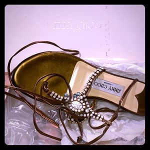 Brand New!😍 Jimmy Choo Jeweled Ankle Flat Sandals